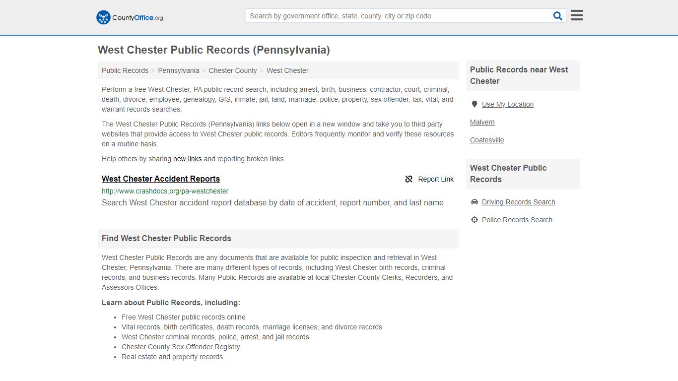 Public Records - West Chester, PA (Business, Criminal, GIS, Property ...