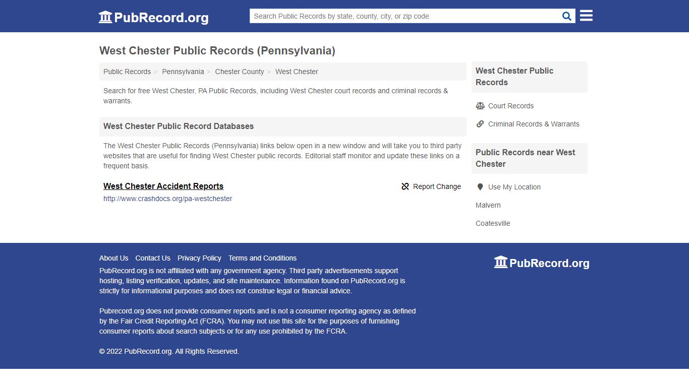 West Chester Public Records (Pennsylvania) - pubrecord.org